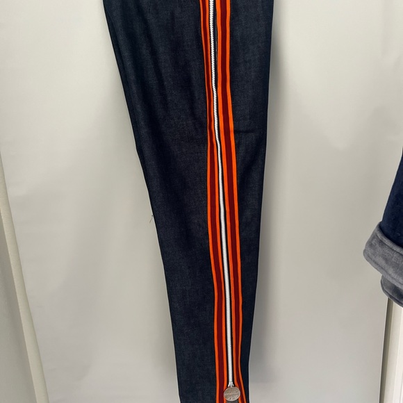 Calvin Klein 205w39nyc Blue Denim Pant Straight Leg Jeans Side Zippers Stripes 8 - Picture 7 of 12